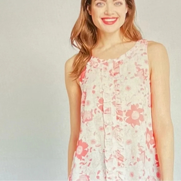 ModCloth Bit of Frill Sleeveless Top Blouse Small Pink Floral - Picture 4 of 11